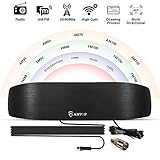 ANTOP Amplified Indoor AM/FM Antenna,50 Mile Radio Antenna, Built-in Digital Amplifier Booster for Stereo Radio Audio Signals RF Broadcast Receiver with Adapter Connector