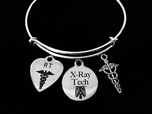 RT Caduceus Radiation Technologist X-Ray Tech Adjustable Bracelet Expandable Charm Bangle Medical Gift