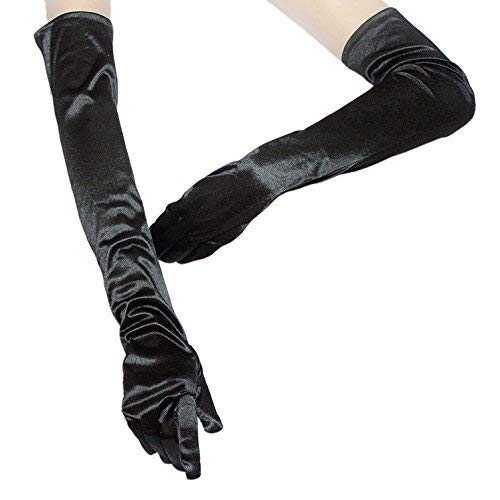 WITERY Stretchy Satin Party Fancy Bridal Wedding Prom Dress Costumes Gloves Black - Thumbnail 4