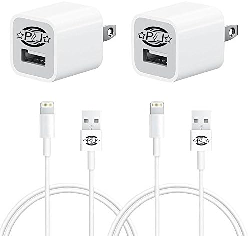 PHL Phone Accessories Data Cable PHL 4in1 Combo of 2 Usb Data Cables, 2 Wall Charger Compatible with iPhone, iPad Air/4/mini, iPod Touch 5, iPod Nano 7, White