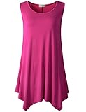 Lanmo Women Plus Size Solid Basic Flowy Tank Tops Summer Sleeveless Tunic (2X, Fushia)