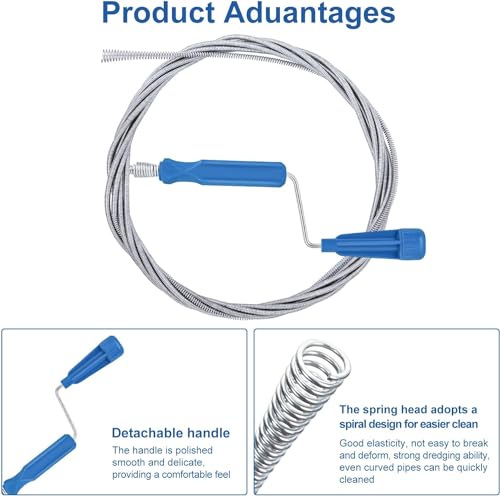 Set of 2 Professional Drain Unblocker 3 m & 0.6 m Unblocker Toilet Drain Unblocker Ferret Plumbing Unblocker Sink Unblocker Probe for Toilet Sink Drain
