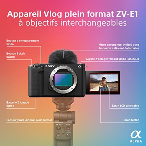 ZV-E1 | Appareil vlog Hybride Pro - Plein Format à optiques interchangeables - 4K 60p, 12,2 mégapixels - système numérique de stabilisation à 5 Axes