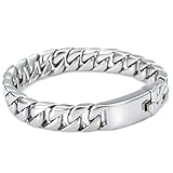 Trendsmax Boys Men Chain Curb Cuban Link Silver Tone 316L Stainless Steel Bracelet 11mm 7-11inch