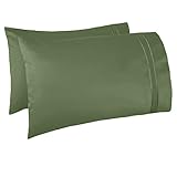 Nestl Bedding Set Of 2 Premium Pillowcases ? Luxury Super Soft 100% Double Brushed Microfiber, Hypoallergenic & Breathable Design, Soft & Comfortable Hotel Luxury ? Standard/Queen - Calla Green