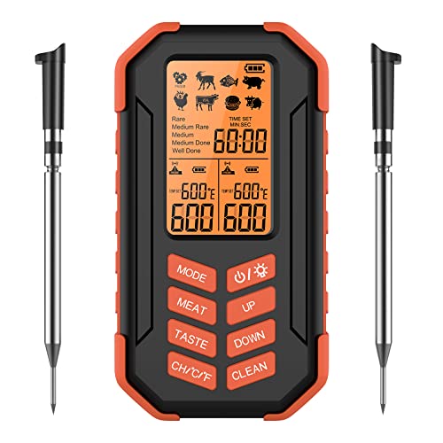 True Wireless Meat Thermometer, Digital Cooking Thermometer 195FT(Maximum) Remote Grill