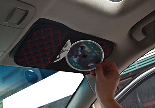 BININBOX Auto Car Sun Visor Organizer Pouch Bag Card Storage CD DVD Disk Holder Multi-Purpose Folder Pocket 9 Capacity (Red)