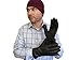 FOWNES Men's Rabbit Fur Lined Black Napa Leather Gloves