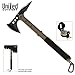 M48 Tactical Tomahawk Military Axe - Green/Black with Compass & Sheath | 3 ⅞” Cast Stainless Steel Axe | Piercing Spike | Nylon Cord Wrapped Fiberglass Handle | Camping and Tactical Gear | 15” Length