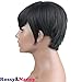 Rossy&Nancy 100% Real Virgin Remy Human Hair Free Part Short Stylish Wig with Bangs for Ladies Black Women