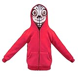 KINOMOTO Animation Miguel Costume Cosplay Jacket Coat Kids Sweatshirt Zipper Hoodie with Mesh Mask (130CM/5-6 Years) Red