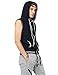 Youstar Modern Color Block Sleeveless Zipper Closure Drawstring Hoodie Black White 2XL
