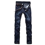Orangetime Men Washed Denim Winter Blue Jeans Pants