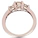 Pompeii 1 1/2CT Morganite & Diamond 3-Stone Engagement Ring 14K Rose Gold - Size 5.5