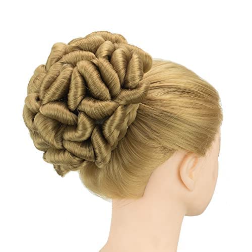 IMISSU Large Size Braided Messy Curly Hairstyle Scrunchies Chignon Dancer Hair Cover Donut Hairpiece Hair Buns Wig Updo for Party (Golden Brown)
