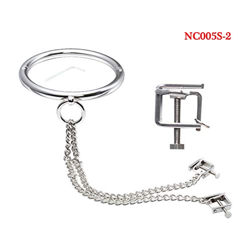 SM Metal Collar with Butterfly Nipple Clamps Fantasy Erotic Bondage Restraint Set for Couples and Lover,Nc005s~2