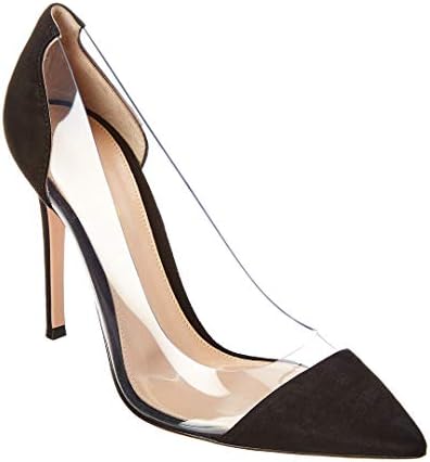 Gianvito Rossi 100 Plexi & Suede Pump, 37.5, Black