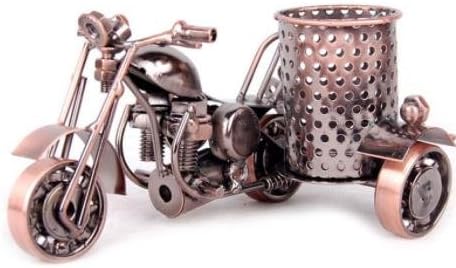 ERMKOVA Metal Motorcycle Model Retro Motorbike Model Pencil Cup Antique Motor Bicycle Pen Container Holder Home Office Decor