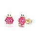 10Pairs/8Pairs 18K Gold Plated Small Cute Simple Post Stud Earrings Set for Girls Kids Gold Tone Mix and Match (ladybird)