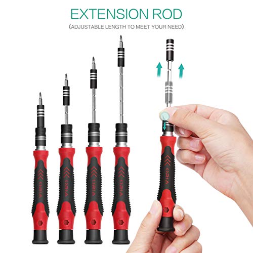 ORIA Precision Screwdriver Kit, 60 in 1 with 56 Bits Screwdriver Set, Magnetic Driver Kit with Flexible Shaft, Extension Rod for Mobile Phone, Smartphone, Game Console, Tablet, PC, Red - Thumbnail 4