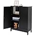 Iwell Bathroom Floor Storage Cabinet with 2 Adjustable Shelf, 6 Heights Available, Free Standing Kitchen Cupboard, Wooden Storage Cabinet with 2 Doors, Office Furniture, Black