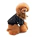 LESYPET Dog Leather Jacket Small Breed, Waterproof Dog Coat Double Layer with Fleece Lined for Puppy Cats, Doggie Jacket Winter Coat in Cold Weather, Black S