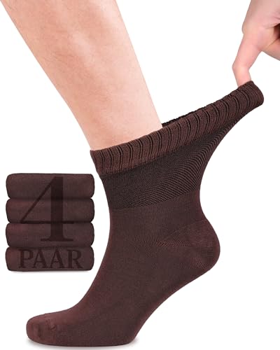 41lNmO+Xb+L Fiera Besa Diabetikersocken Für Herren Mit Komfortbund Ohne Gummibund, Knöchelhoch, Diabetiker Socken Ohne Gummi &Amp; Ohne Naht, Braun, 43-46