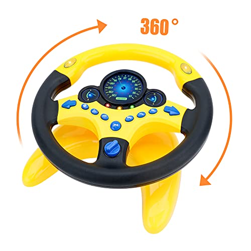 deAO Kids Steering Wheel for Backseat with Car Key Pretend Driving