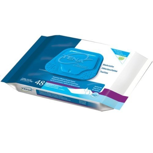 TENA Classic Washcloths, Premoistened Wipes, Pack/48