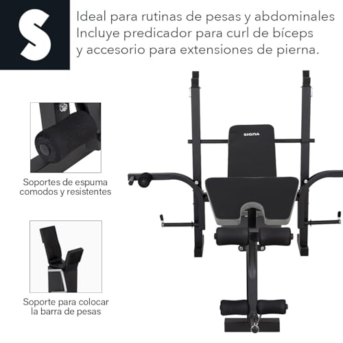 SIGNA Banco De Ejercicio Universal Fitness Multiposicion Banco De Pesas GYM En Casa Plegable Y Ajustable De Entrenamiento Pecho Brazo Abdomen Fitness (No Incluye Barra Ni Pesas)