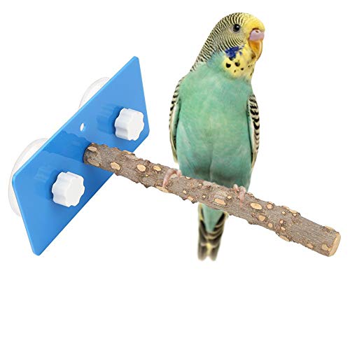Birds Shower Perches, Wall-mounted Wooden Standing Rack with Plastic Suction Cup for Pet Bird Parrot Macaw Cockatoo African Greys Budgies Parakeet Taking Shower Perching Toy(Fagara Wood)