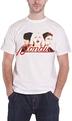 Blondie T Shirt Band Logo Lines Halftone Portraits Official Mens White