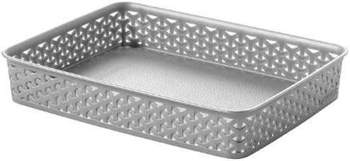 Curver00095-087-00 "My Style - office" Basket, Silver, 36 x 26 x 6 cm