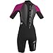 O'Neill Women's Reactor 2mm Short Sleeve Back Zip Spring Wetsuit,Black/Berry,4