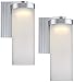 Possini Euro Design Cleo Modern Outdoor Wall Light Fixtures Set of 2 LED Silver 10 1/2