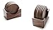 Walnut Dark Wood, 7-Piece Coaster Set, Holder Included, Matte, Non-Glossy, Protective Finish