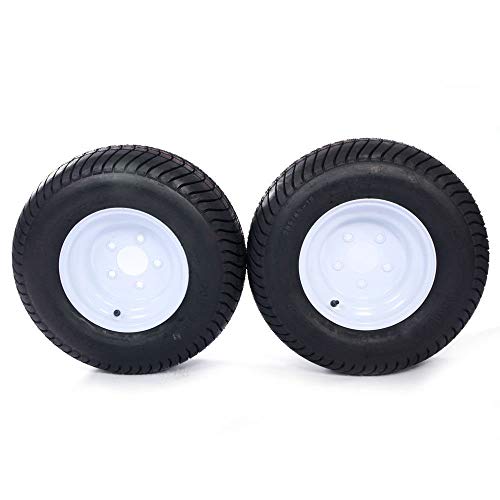 20.5x8.0-10 LRC Loadstar Bias Trailer Tires on 5 Lug White Wheels 205/65-10 Set of 2