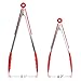 Silicone Kitchen Tongs 2-Pack (Red, 9 & 12-inch), Ptuna Heat Resistant, Stainless Steel Cooking Tongs, Serving Tongs, Salad Frying BBQ Food Tongs - Bonus Silicone Oil Brush