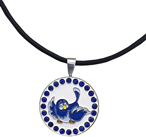 Bling Blue Birdie Golf Ball Marker with Golf Necklace for Women