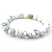 KONOV Howlite Turquoise Mens Womens Bracelet, 10mm Energy Bead, Buddha Mala, White Gold