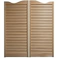 Swinging Cafe Doors Louvered Door Swing - Premade Interior Door with 1-1/8" Thick Solid Pine Wood, Pre-Sanded Wooden Saloon Doors, Stylish Western Swinging Doors, Brass Hardware (30" x 42")
