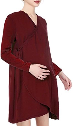 Saifeier Maternity Labor delivery Nursing Robe Hospital Bag Must Have(S,Wine Red)