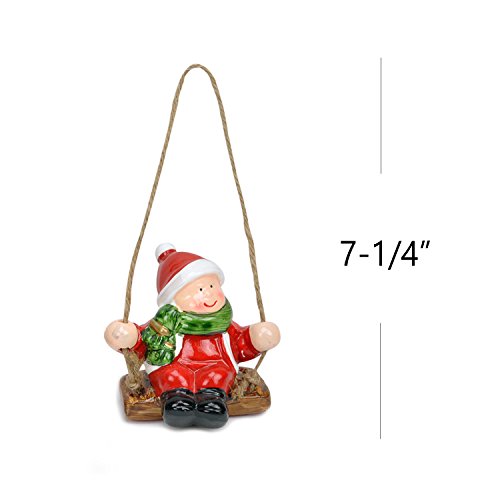 Evelyne GMT-10310-3 3-Piece Set Holiday Season Ceramic Christmas Haning Ornaments Decorative Display - Santa Claus - Thumbnail 3