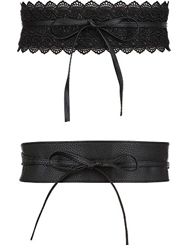 Tecunite 2 styles women s leather waist belt vintage bowknot leat…