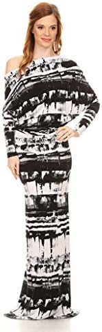 Tie Dye MULTI WAY Reversible PLUNGING MAXI DRESS Off One Shoulder Halter - Black/White Tie Dye - Small