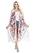 Abollria Women's Chiffon Floral Open Front Swimwear Beach Cover Up Dress Long Kimono Cardigan for Summer