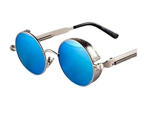 Arctic Star Steampunk Retro Round Frame Screws Spring Legs Inventor Sunglasses