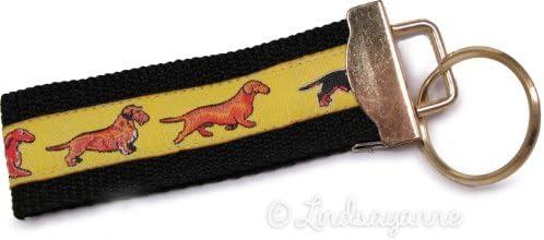 Dachshund Dog Breed Keychain Wristlet FOB - Yellow