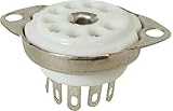 Vacuum Tube Socket, 9 Pin / Miniature, Ceramic, Bottom Chassis Mount, with Center Terminal / Shield