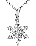 Coolsome Womens Girls Sterling Silver Snowflake Pendant Necklace with Sparking Cubic Zirconia,18